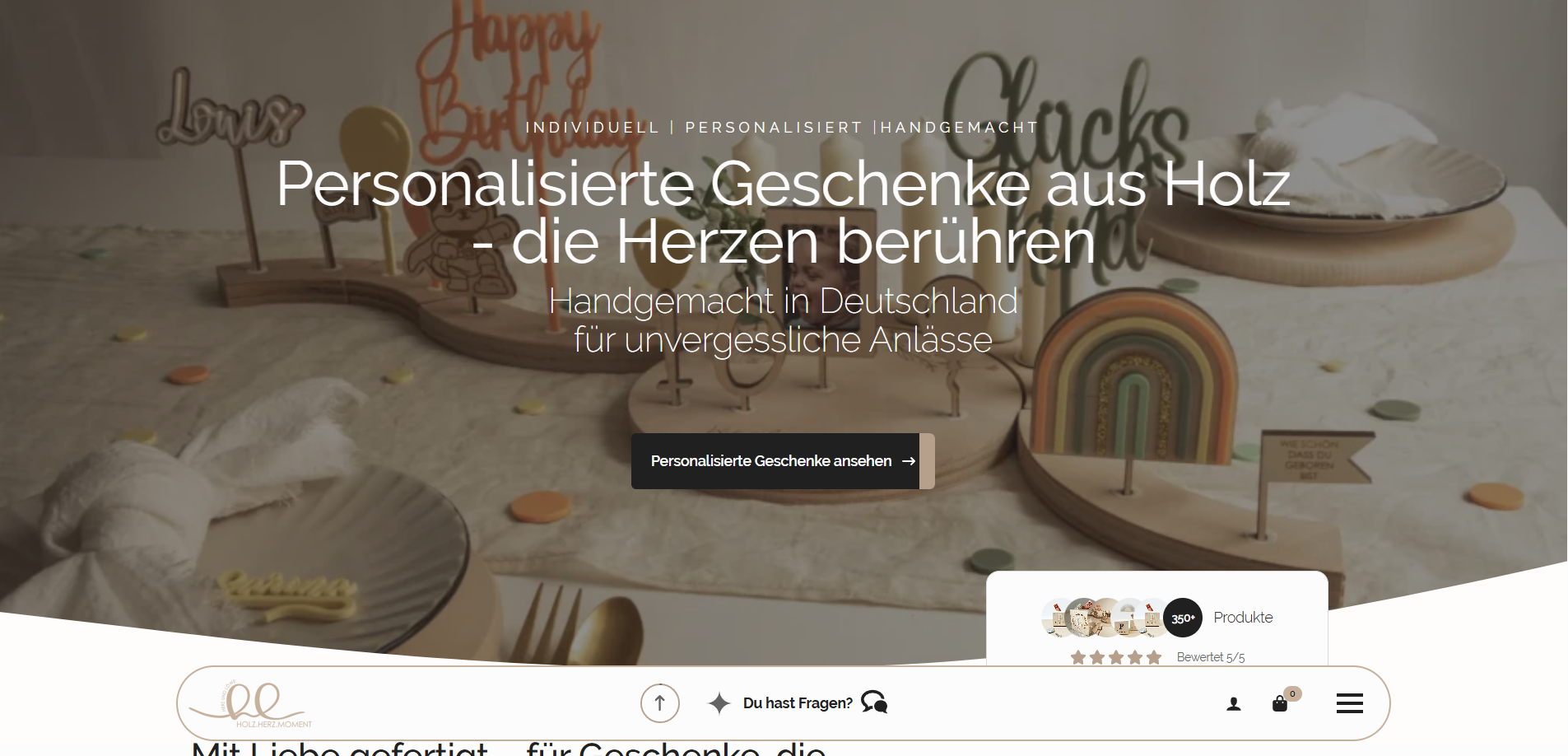 Hero Section nach dem Scrollen