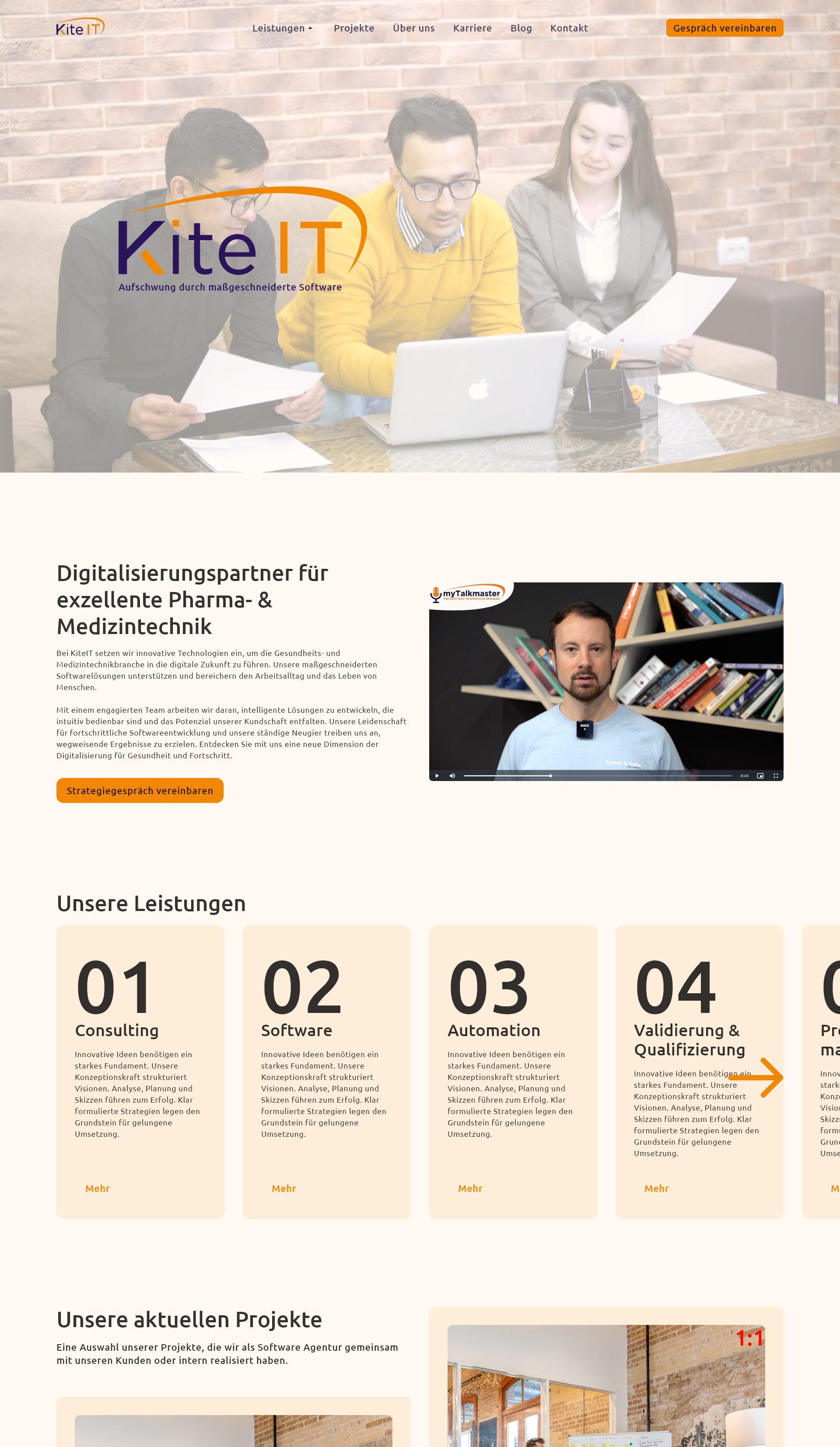 Screenshot der Kite IT Website Homepage
