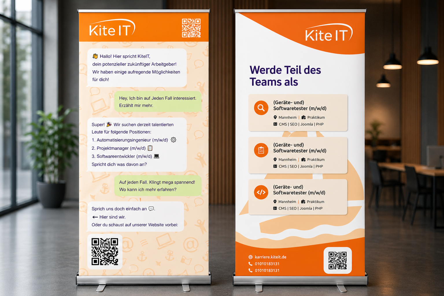 Zwei Roll-up Banner für Kite IT auf einer Messe